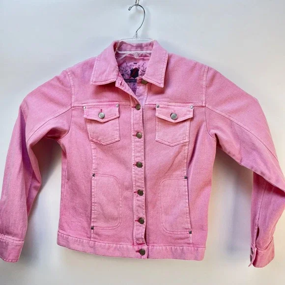 Avon Pink Denim Wear It To End It Breast Cancer Crusade Jean Jacket Womens Sz M - Picture 9 of 10